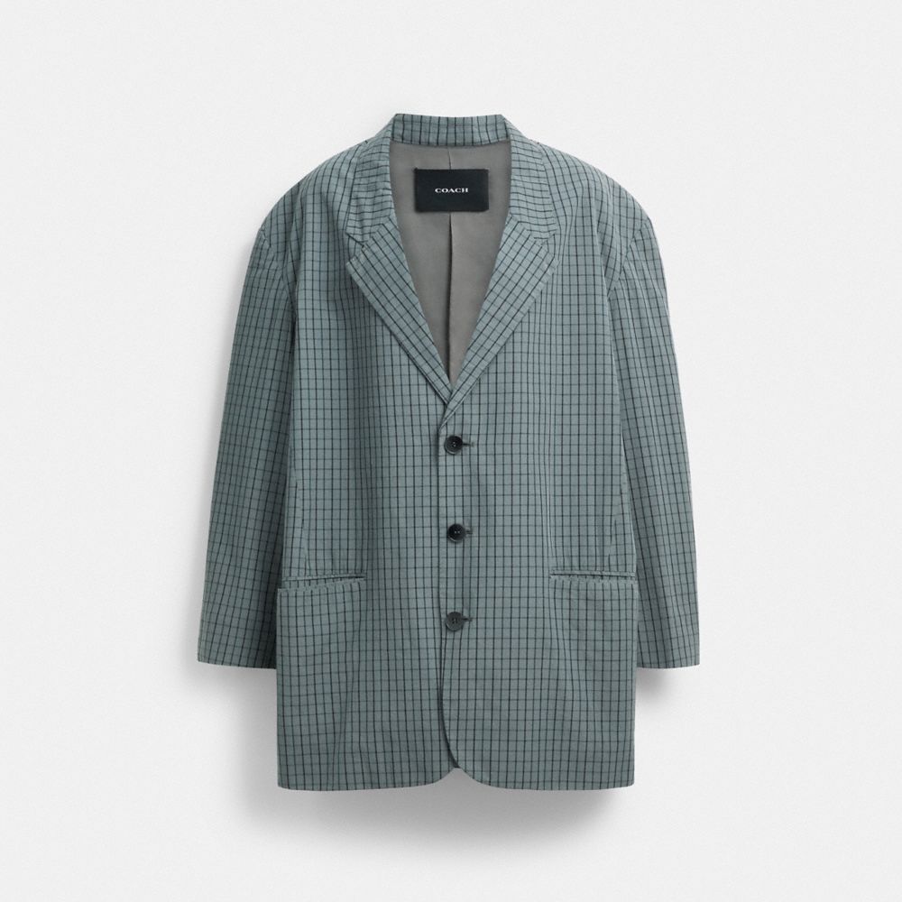 COACH®,Single Breasted Patterned Blazer,,Front View