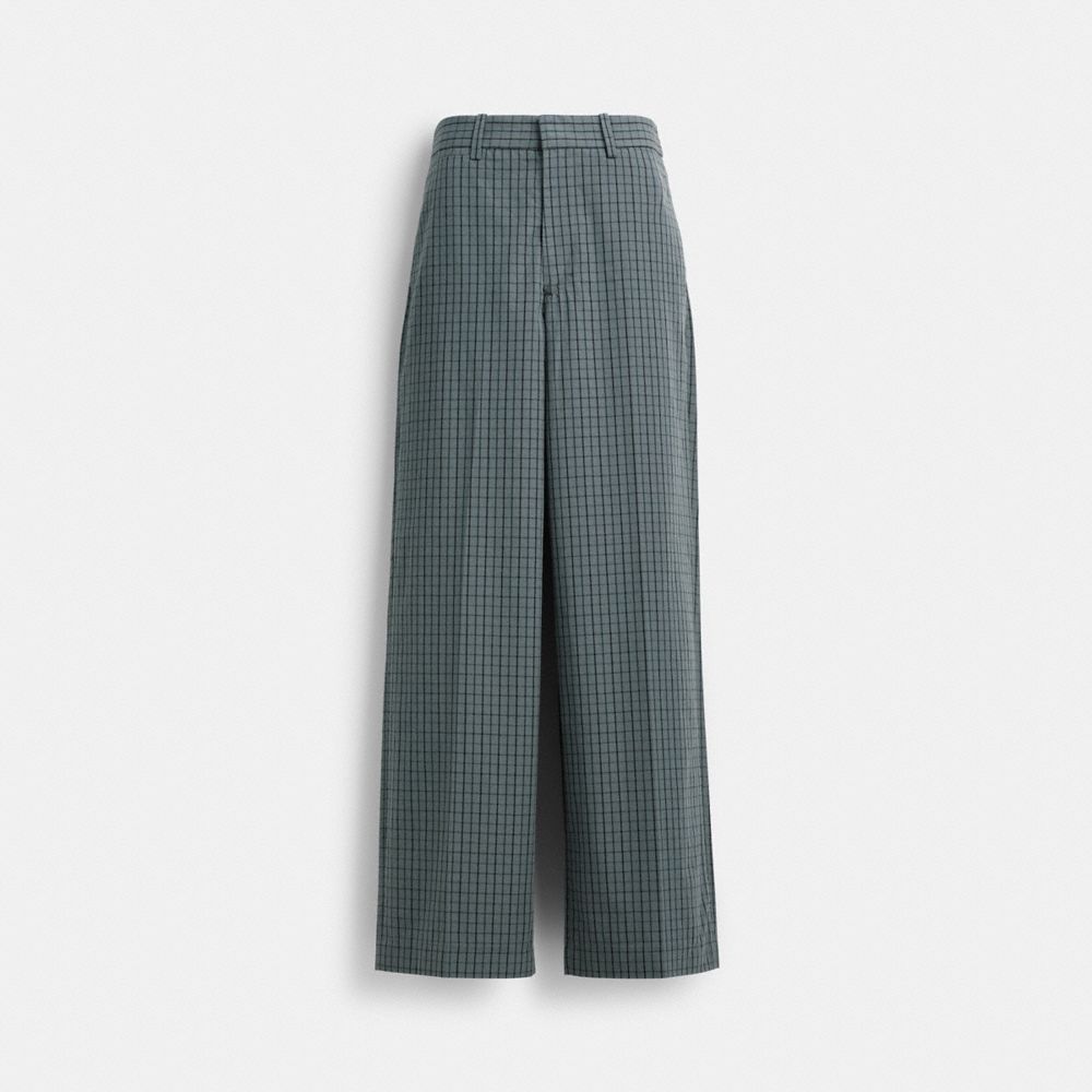 Shop Coach Wide Leg Patterned Trousers In Grey Multi