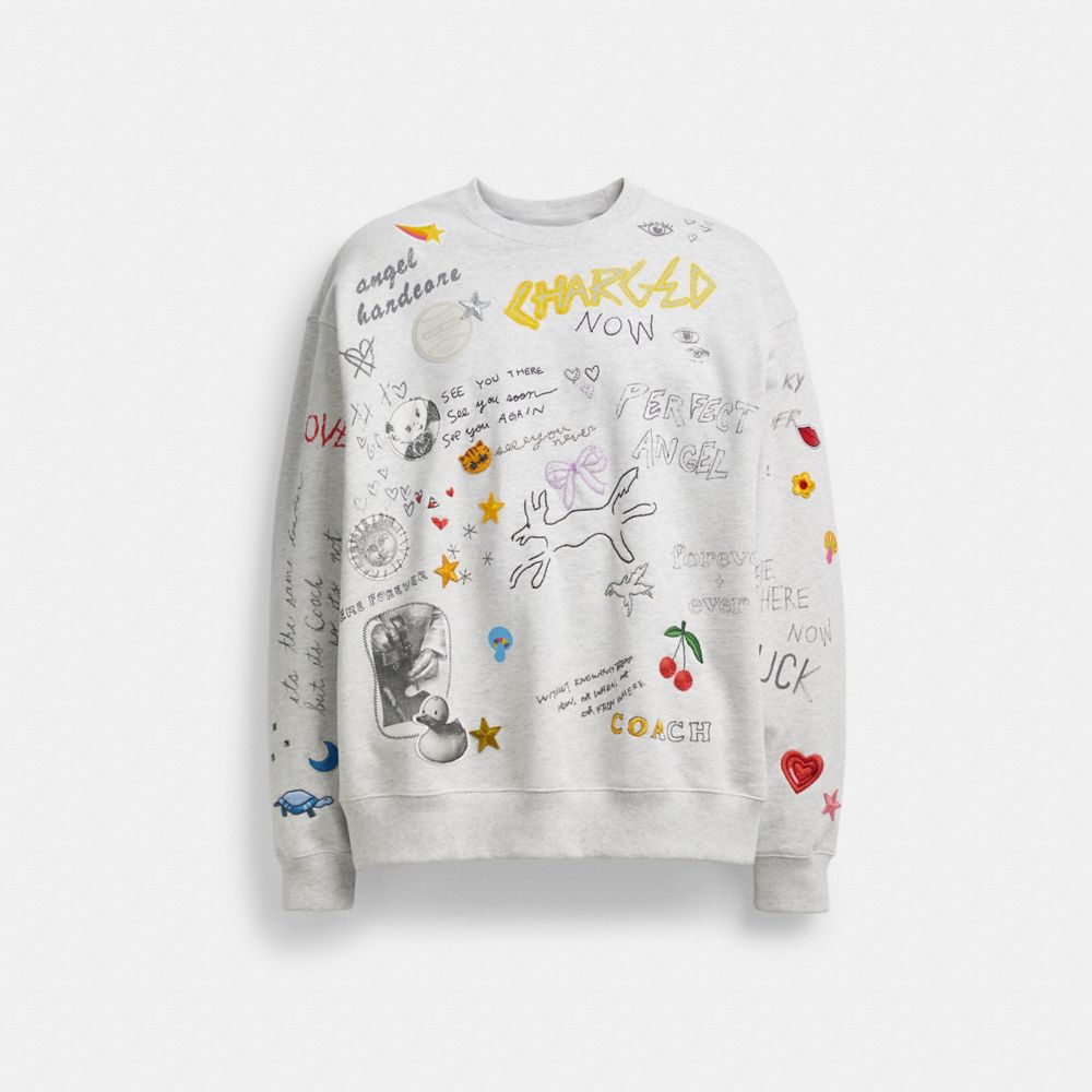 COACH®,Sketch Print Crewneck Sweatshirt,,Front View