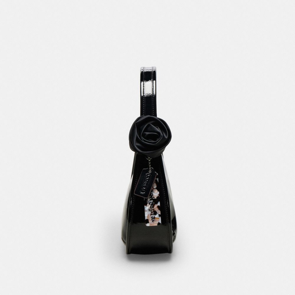 COACH®,Ergo Bag In Crinkle Patent Coachtopia Leather With Rosette,Recycled Polyester,Leather,Shoulder Bag,Logo,Sustainable...,Black,Group View