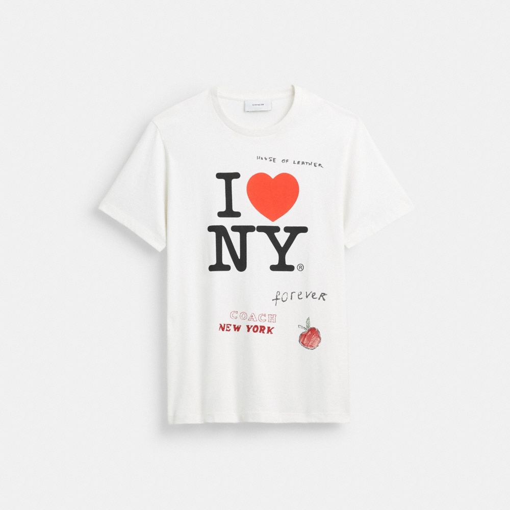 COACH®,New York T Shirt,Cotton,T Shirt,Casual,White,Front View