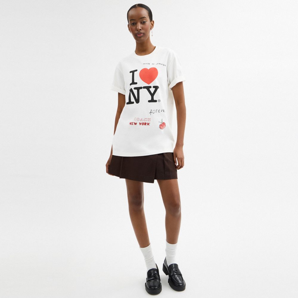 COACH®,New York T Shirt,Cotton,T Shirt,Casual,White,Scale View