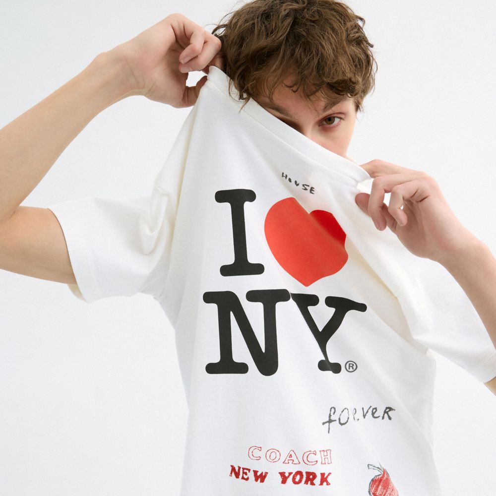COACH®,New York T Shirt,Cotton,T Shirt,Casual,White,Detail View
