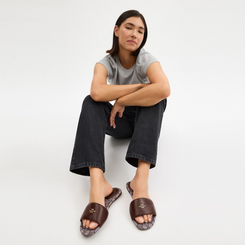 COACH®,Slide Sandal In Signature Jacquard,,Detail View