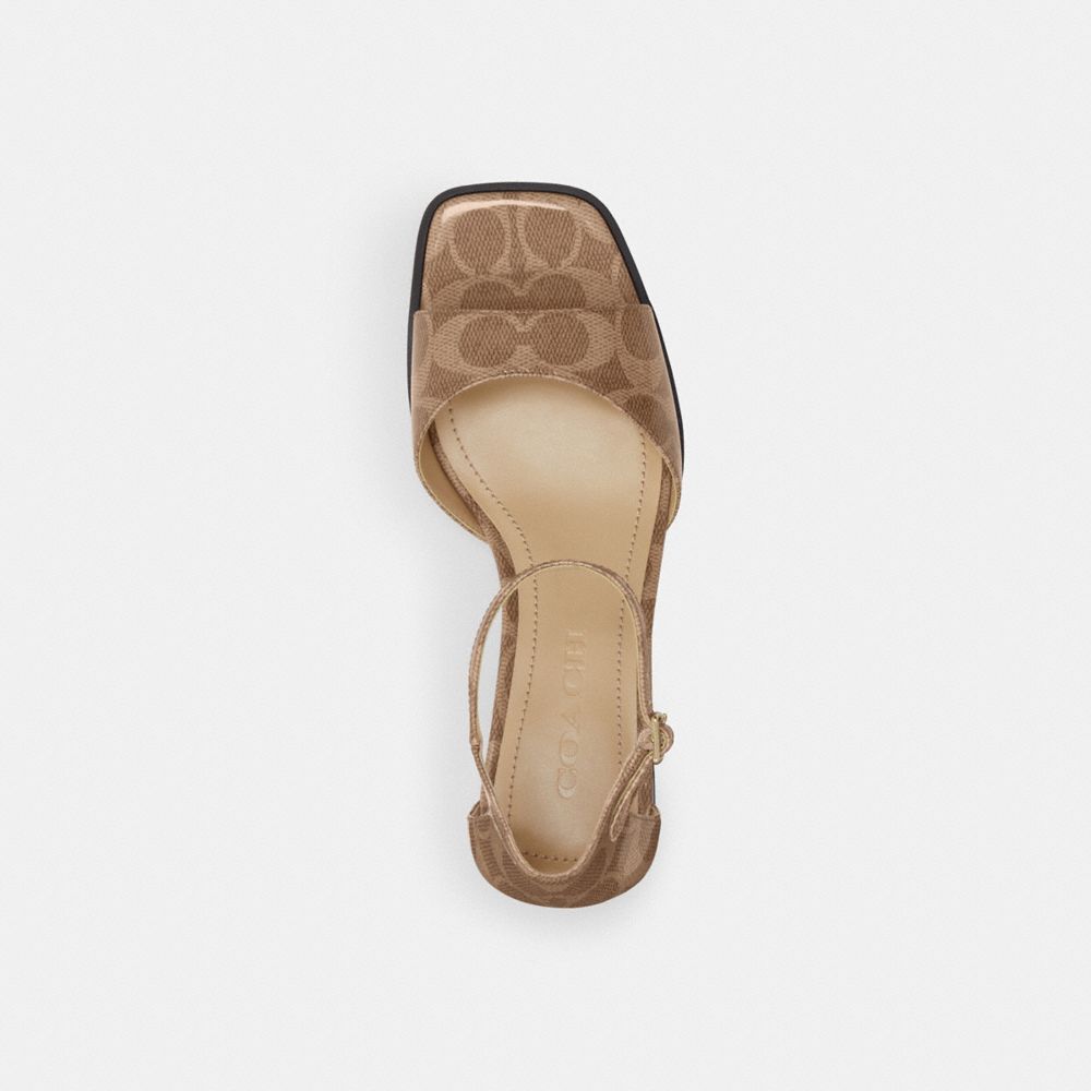 COACH®,Block Heel Sandal In Signature Canvas,,Inside View,Top View