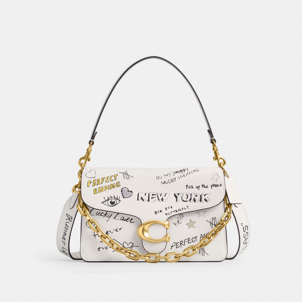 COACH®,Chain Tabby Shoulder Bag With Sketch Print,,Front View