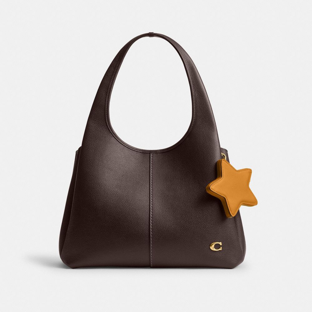 COACH®,Star Coin Purse,Leather,Coin,Logo,Key Ring,Casual,Brown,Angle View