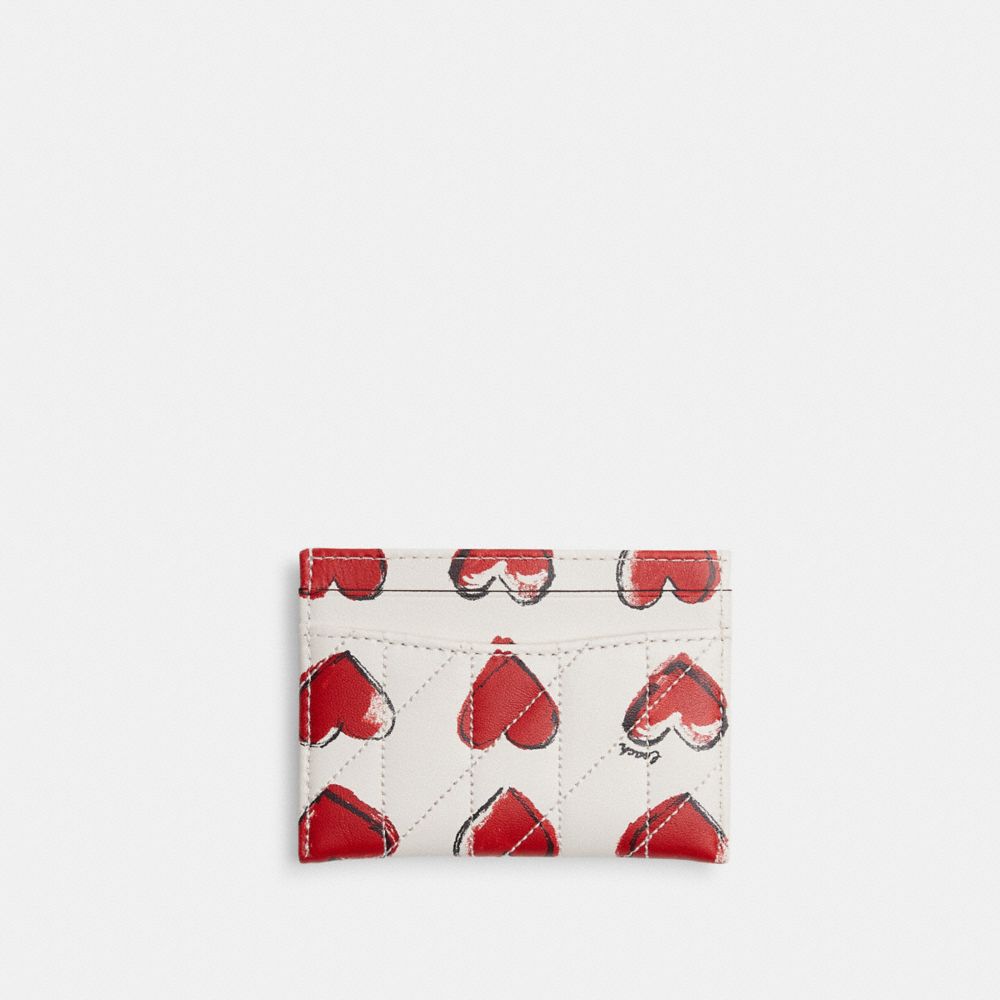 Coach Essential Card Case With Quilting And Heart Print