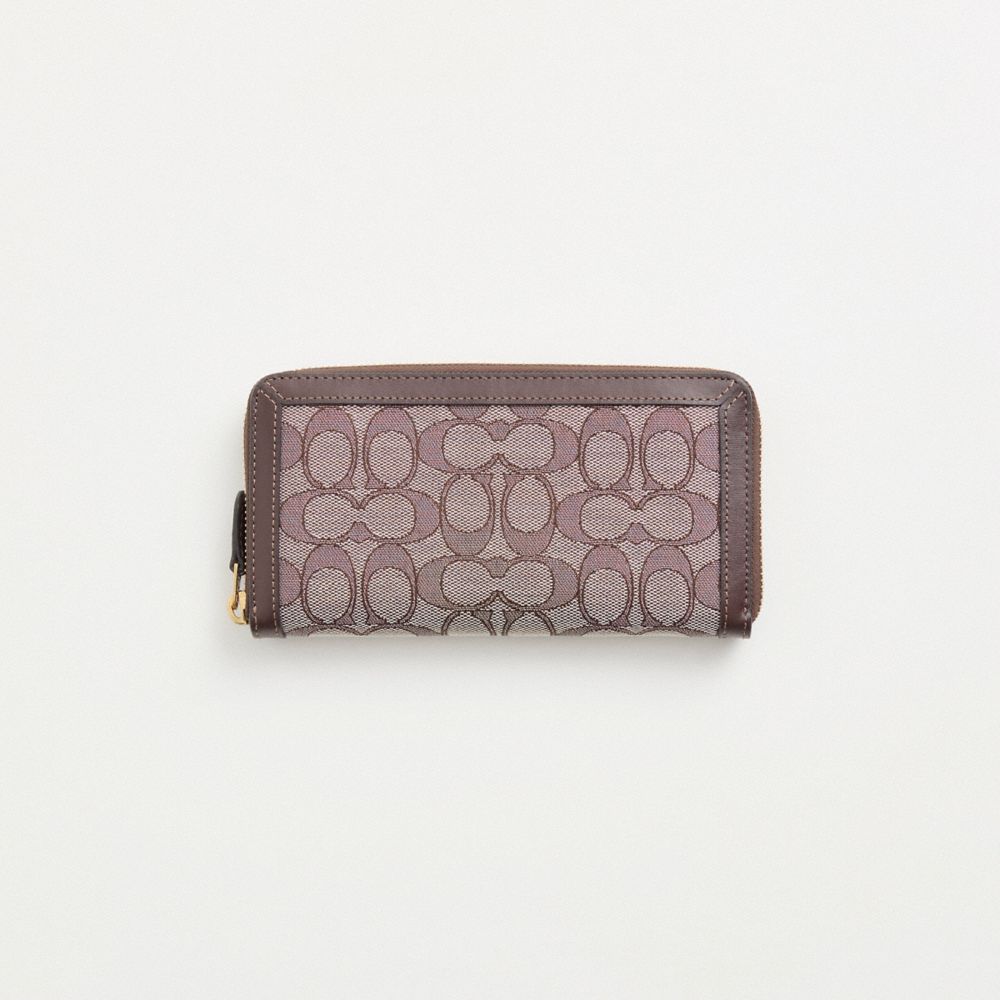 COACH®,Restored Accordion Zip Wallet In Signature Jacquard,,Front View