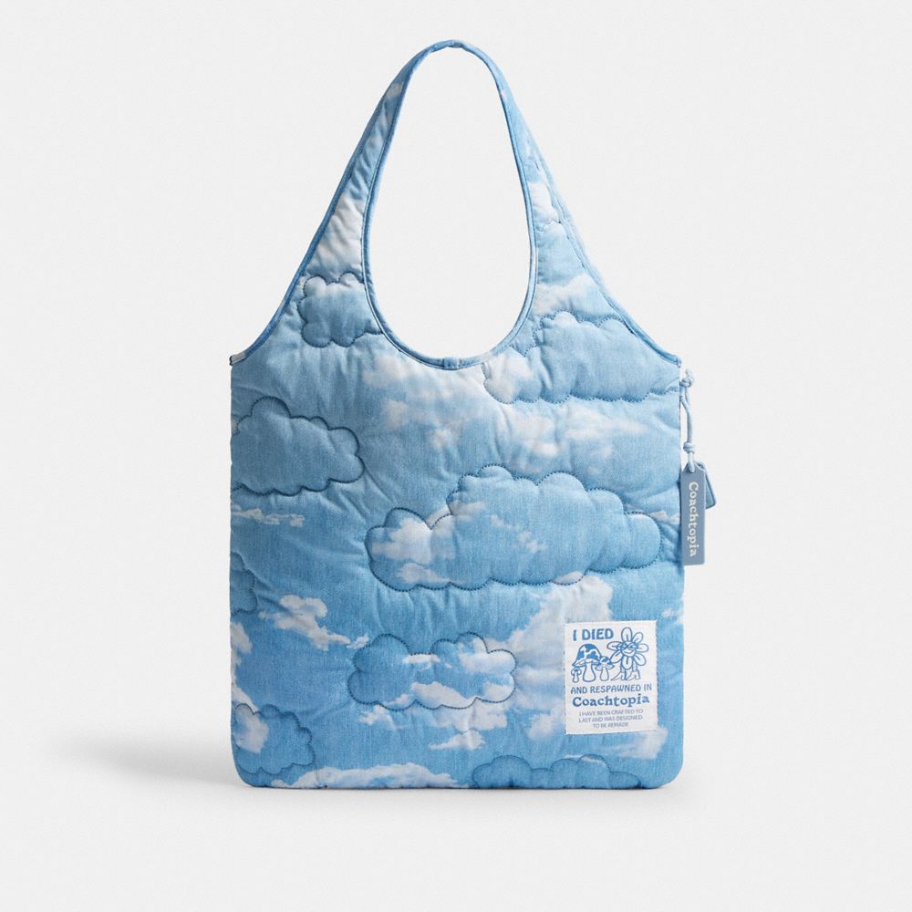 Coach Topia Loop Flache Tote Mit Steppung Und Wolkenprint