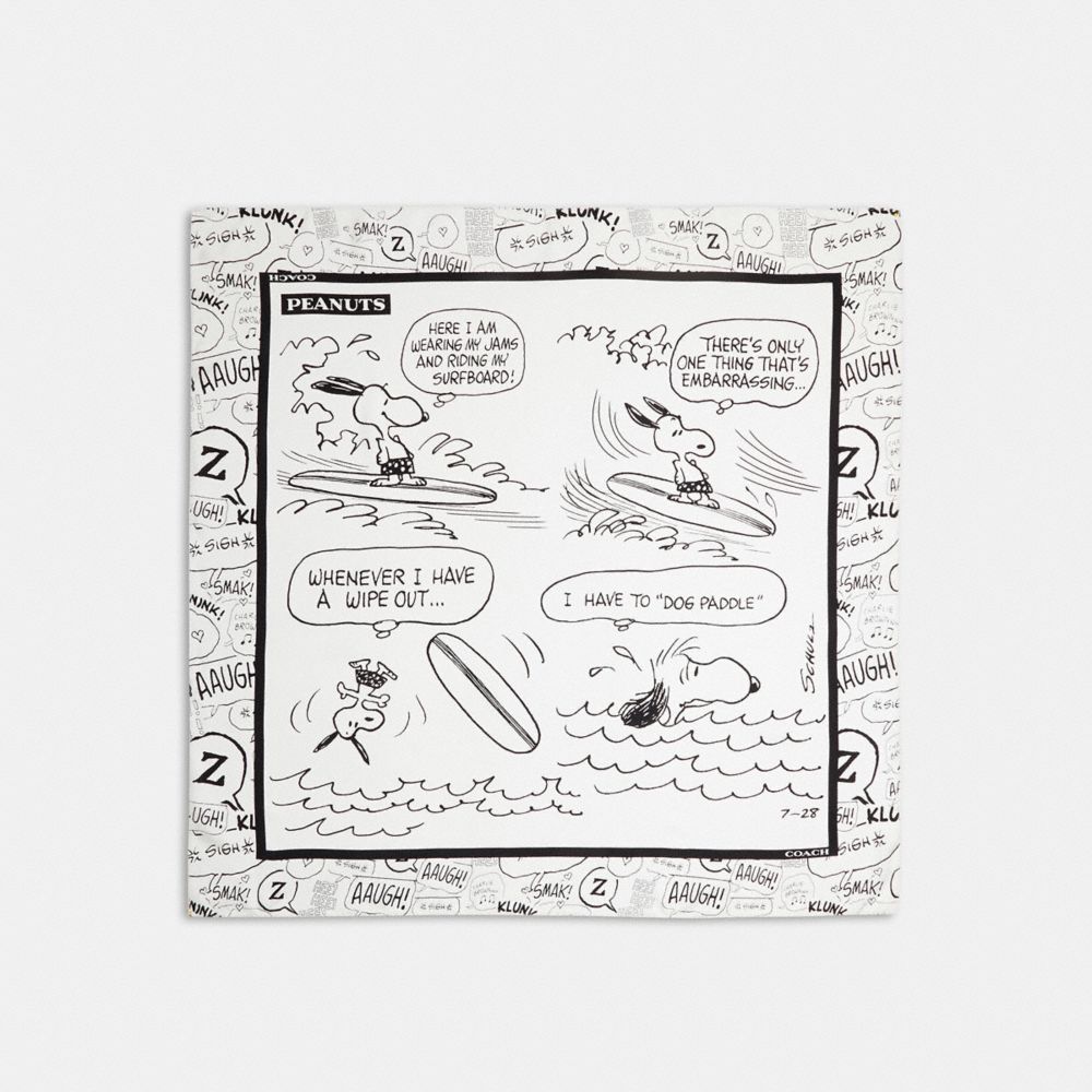 Coach X Peanuts Newspaper Print Silk Square Scarf In Multi