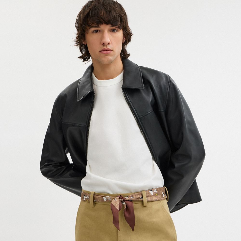 COACH®,【COACH X PEANUTS】シグネチャー スヌーピー プリント シルク スキニー スカーフ,ファッション雑貨,ﾀﾝ/ﾁｮｰｸ