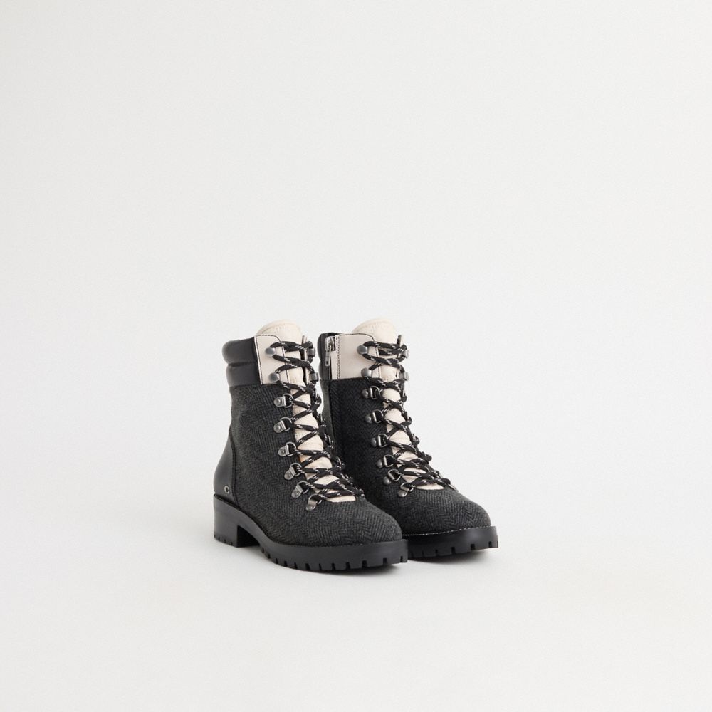 COACH®,Restored Lorren Bootie,Black,Angle View
