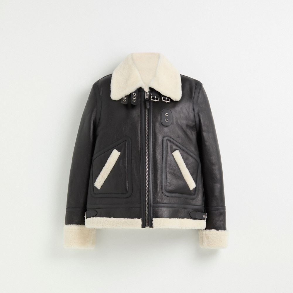 COACH®,Restored Shearling Aviator Jacket,,Front View