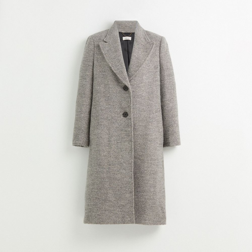 COACH®,Restored Herringbone Oversized Coat,,Front View