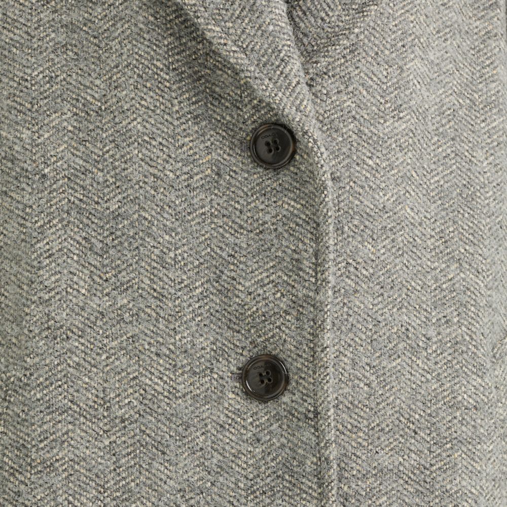 Coach Restored Herringbone Oversized Coat In Grey