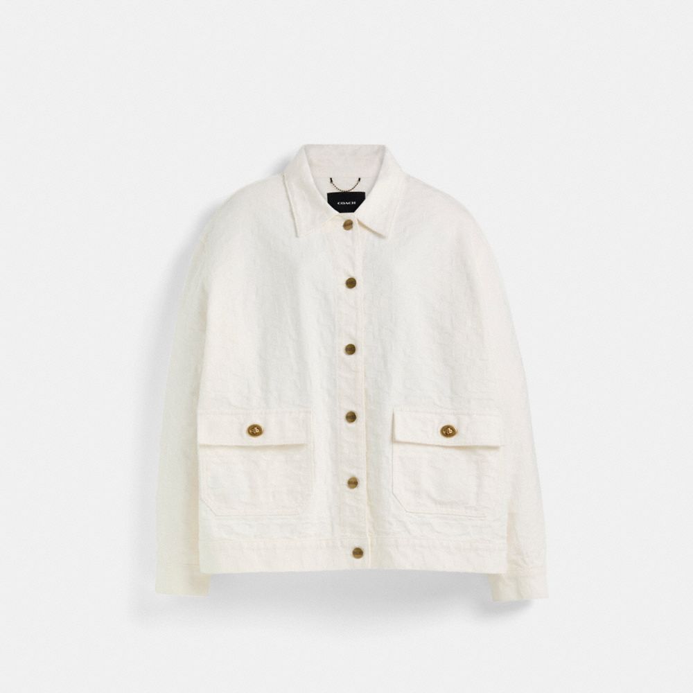 Coach Restored Signature Denim Jacket In Bleach White