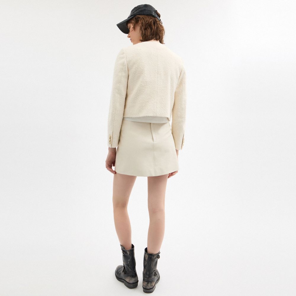 COACH®,Heritage C Boucle Jacket,Cotton Blend,Polyester Blend,Acrylic,Bouclé,Jacket,Metal,Logo,Day Party,Cream,Scale View