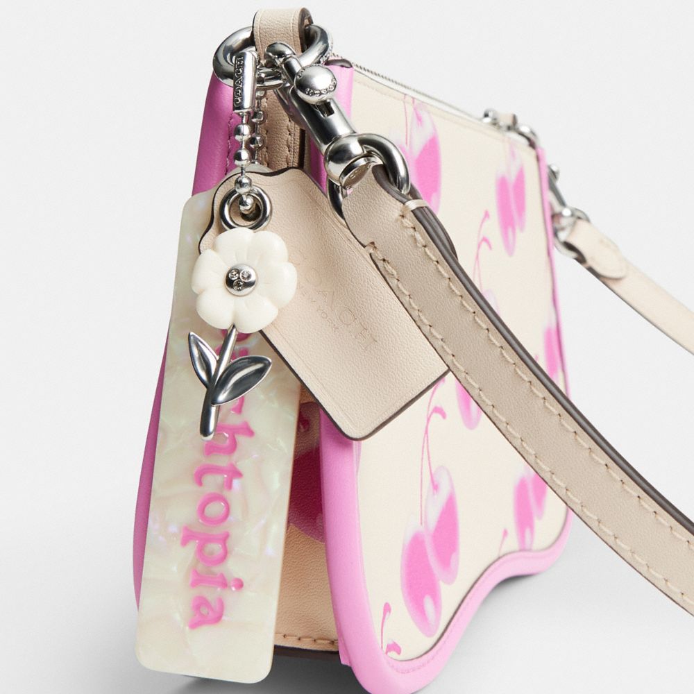 COACH®,Coachtopia | The Summer I Turned Pretty™ Small Wavy Shoulder Bag In Smooth Coachtopia Leather With Cherry Print,,Group View