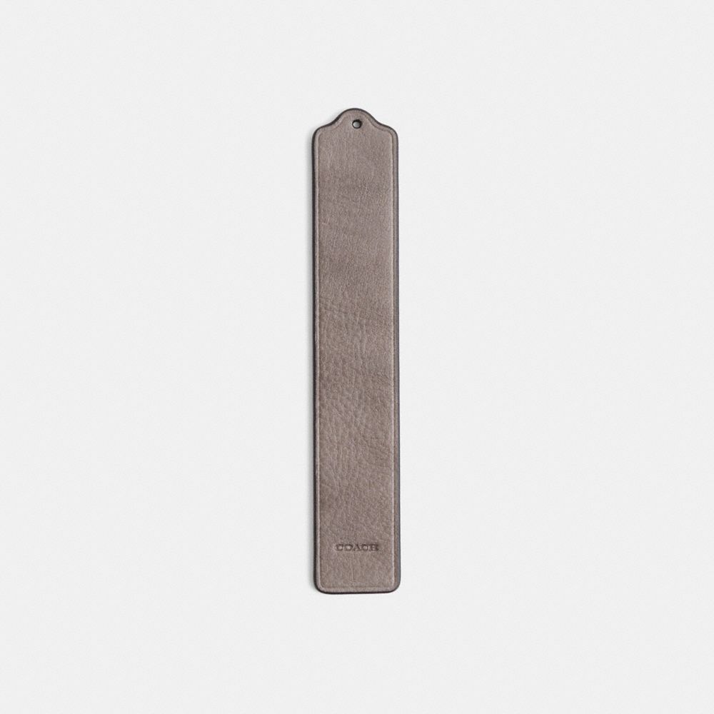 COACH®,Remade Leather Heat Crease Bookmark,Leather,Bookmark,Engraving,Scallop,Logo,,Front View