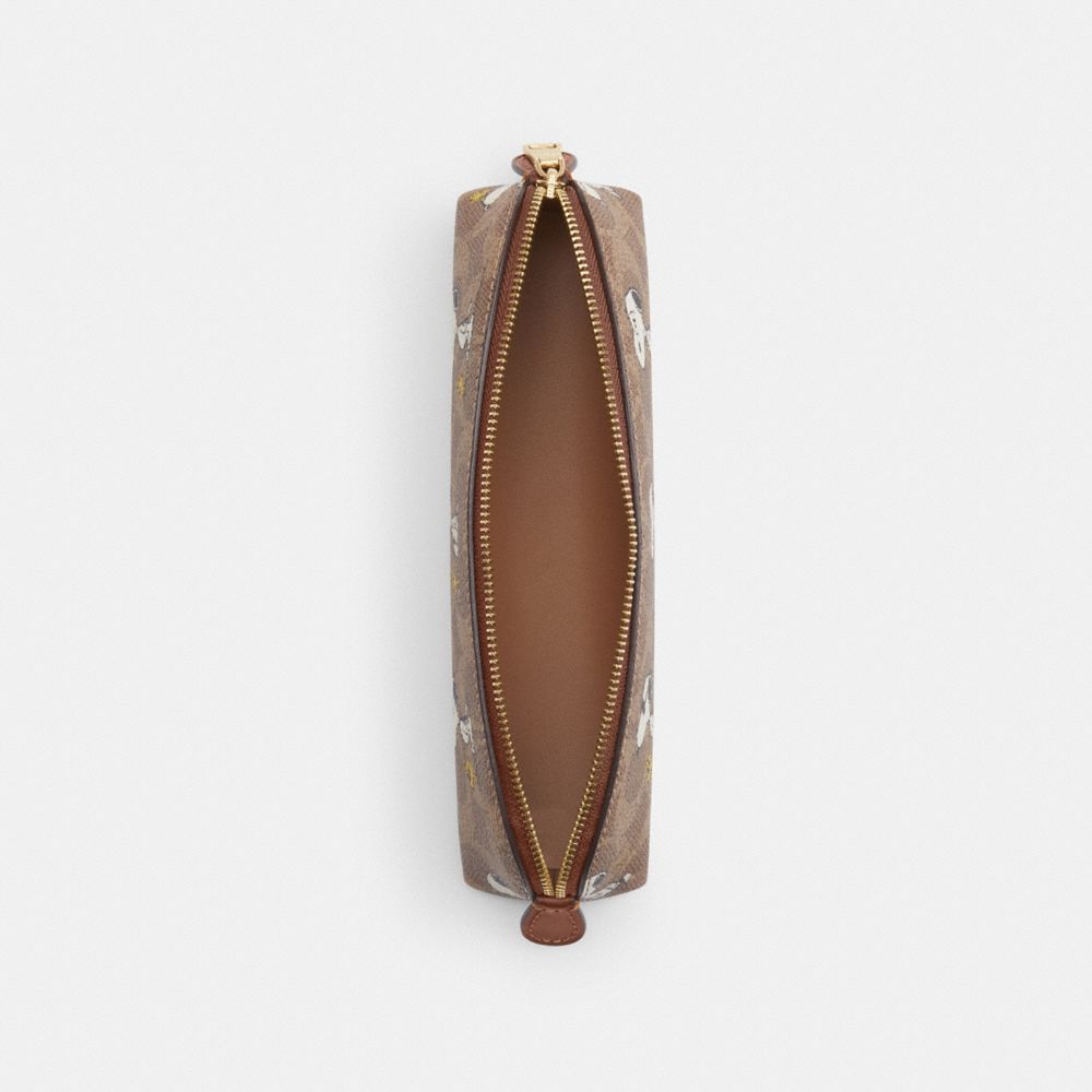 COACH®,Coach X Peanuts Pencil Case In Signature Canvas With Snoopy Print,,Inside View,Top View