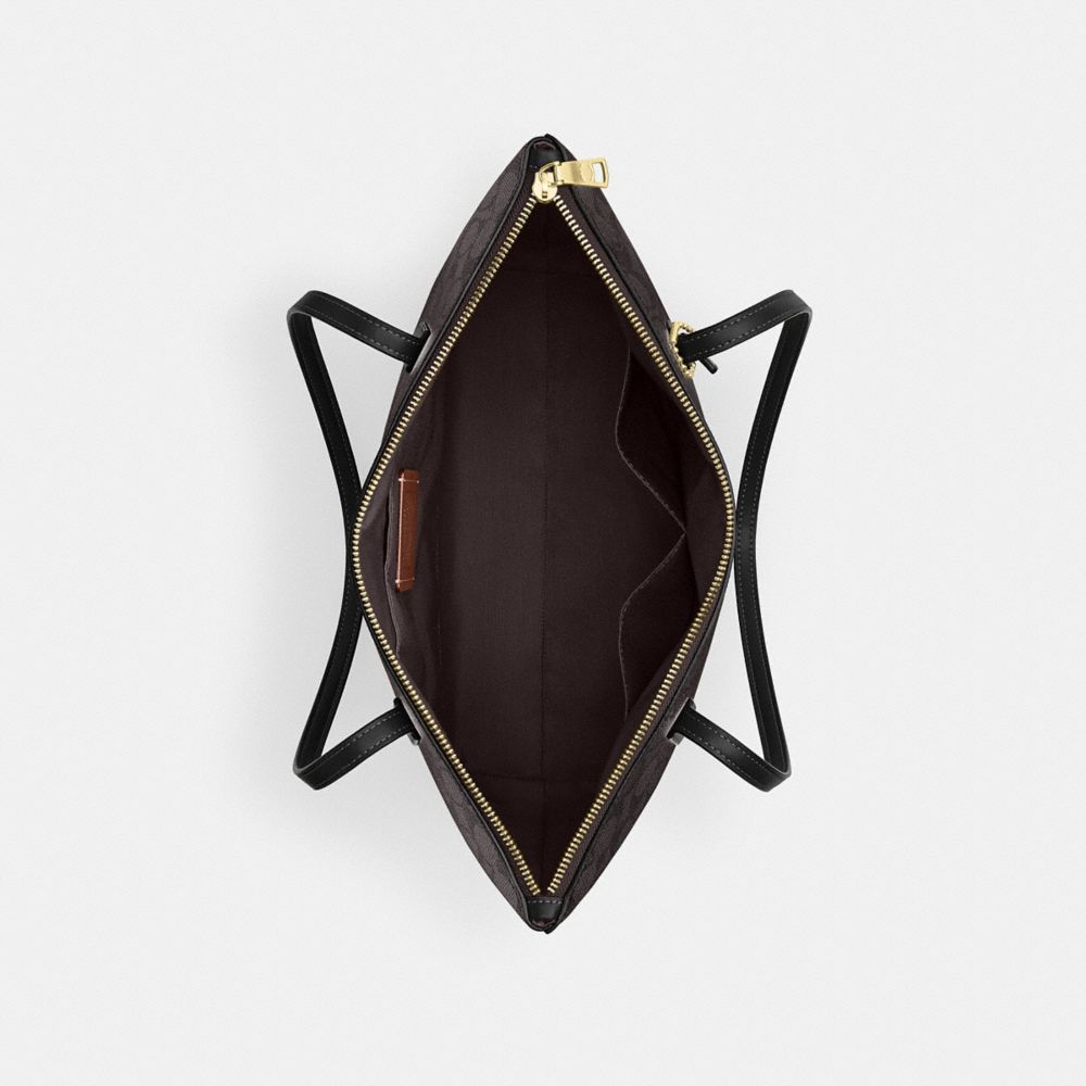 COACH®,Zip Top Tote Bag In Signature Canvas,,Inside View,Top View