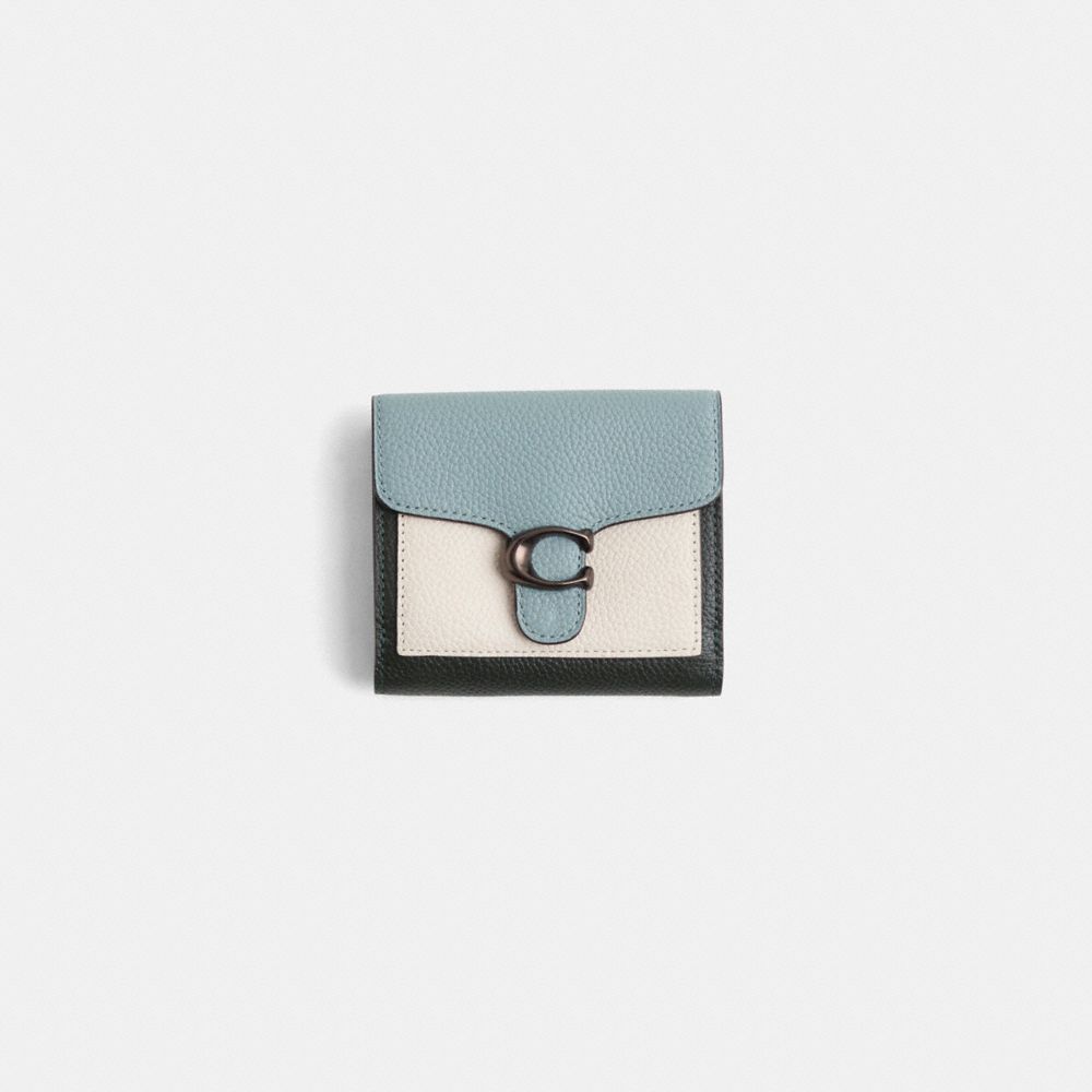 COACH®,Restored Tabby Small Wallet In Colorblock,Leather,Bi Fold,Metal,Logo,Color Block,Sustainable,Casual,,Front View