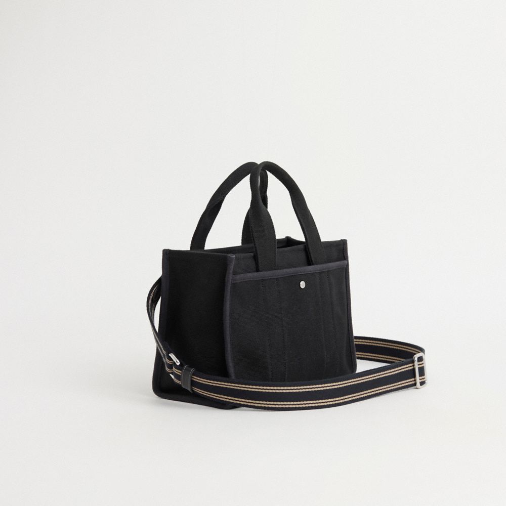 COACH®,Upcrafted Cargo Tote Bag 26,Tote,Applique,Studded,Stripe,Casual,Black,Angle View