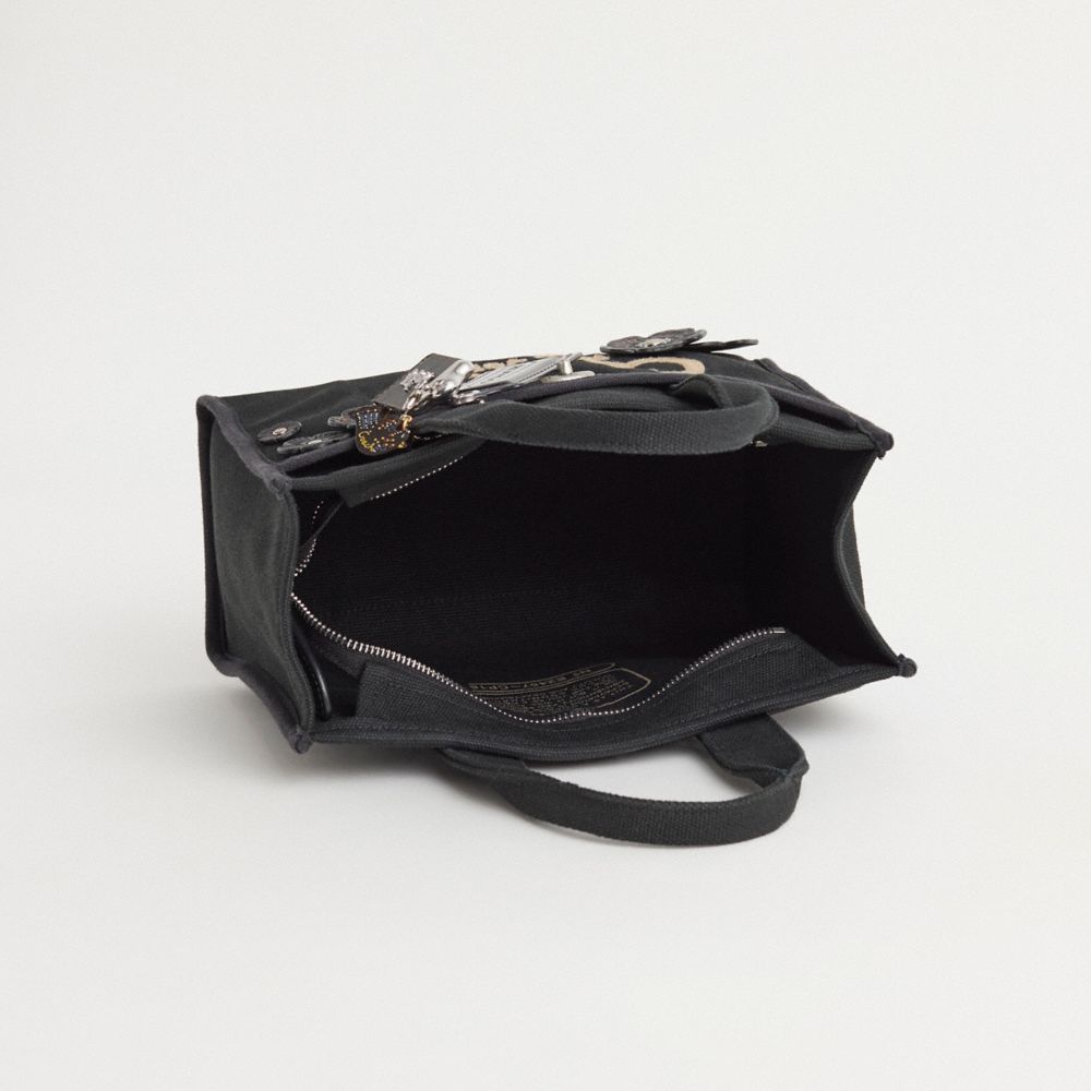 COACH®,Upcrafted Cargo Tote Bag 26,Tote,Applique,Studded,Stripe,Casual,Black,Inside View,Top View