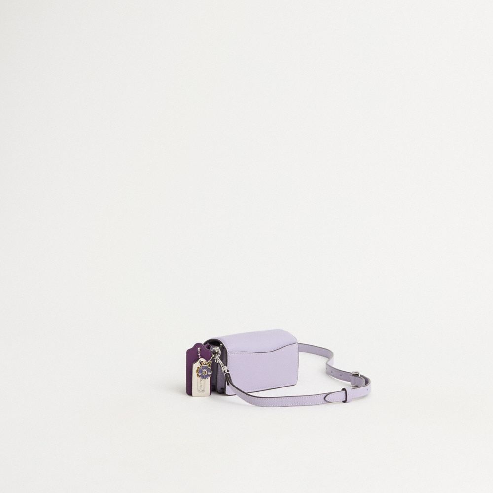 COACH®,Upcrafted Tabby Bag 12,Shoulder Bag,Color Block,Metal,Logo,Fringe,Silver Metal,Day Party,Purple,Angle View