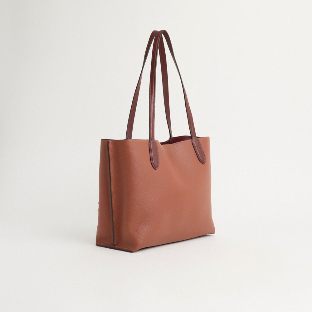 COACH®,Upcrafted Willow Tote Bag In Colorblock With Signature Canvas Interior,,Angle View