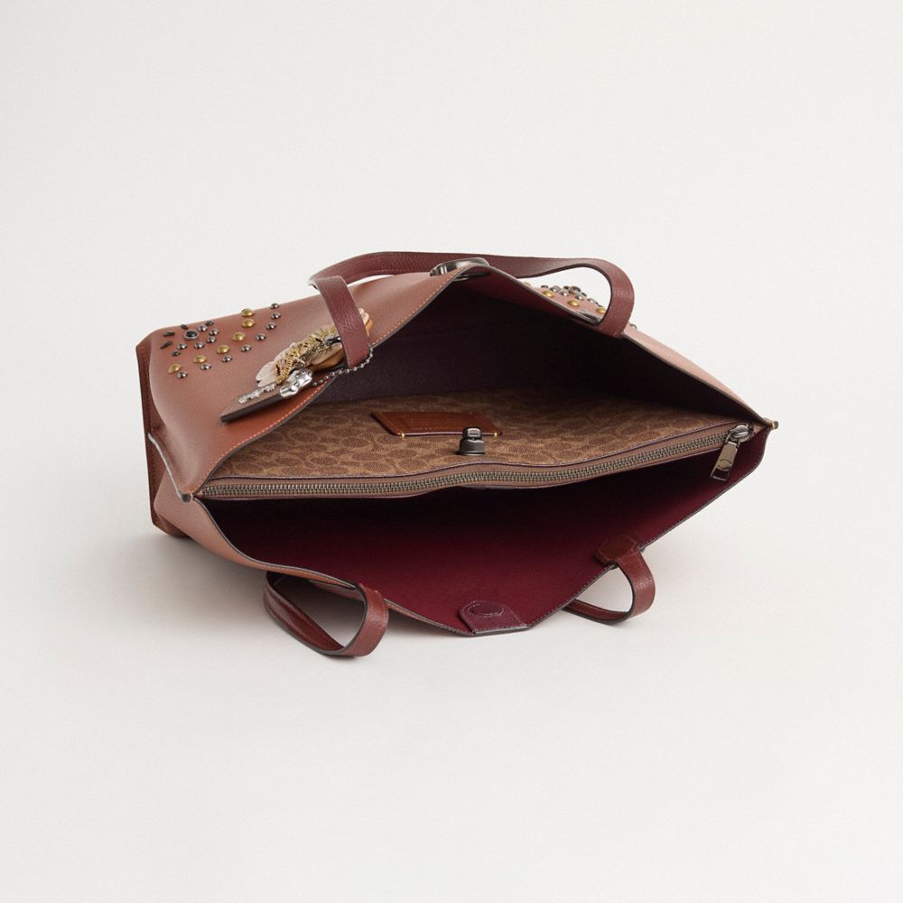 COACH®,Upcrafted Willow Tote Bag In Colorblock With Signature Canvas Interior,,Inside View,Top View