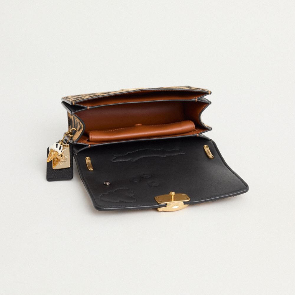 COACH®,Upcrafted Bandit Crossbody Bag In Haircalf With Leopard Print,,Inside View,Top View