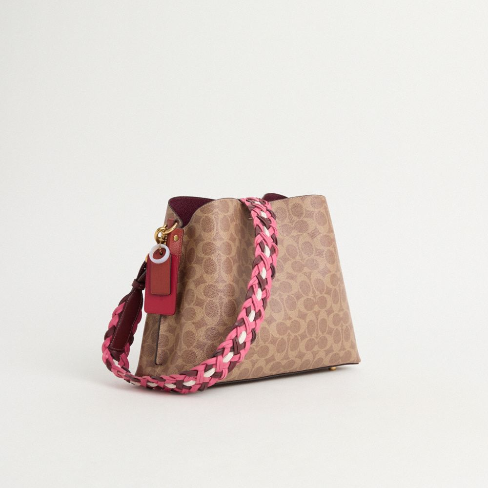 COACH®,【UPCRAFTED】ウィロウ ショルダー バッグ・シグネチャー キャンバス,ﾌﾞﾗｽ/ﾀﾝ ﾗｽﾄ
