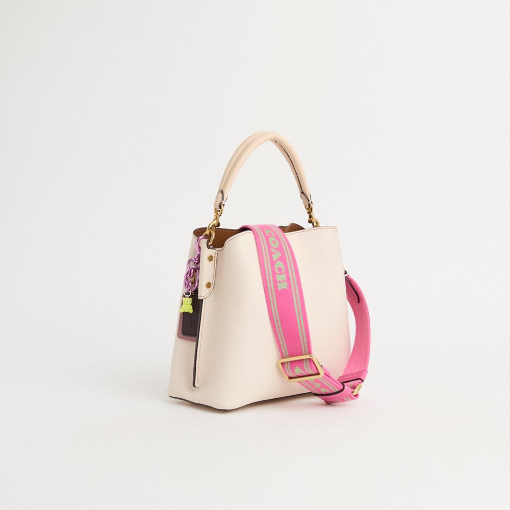 COACH®,Upcrafted Willow Bucket Bag In Colorblock,,Angle View