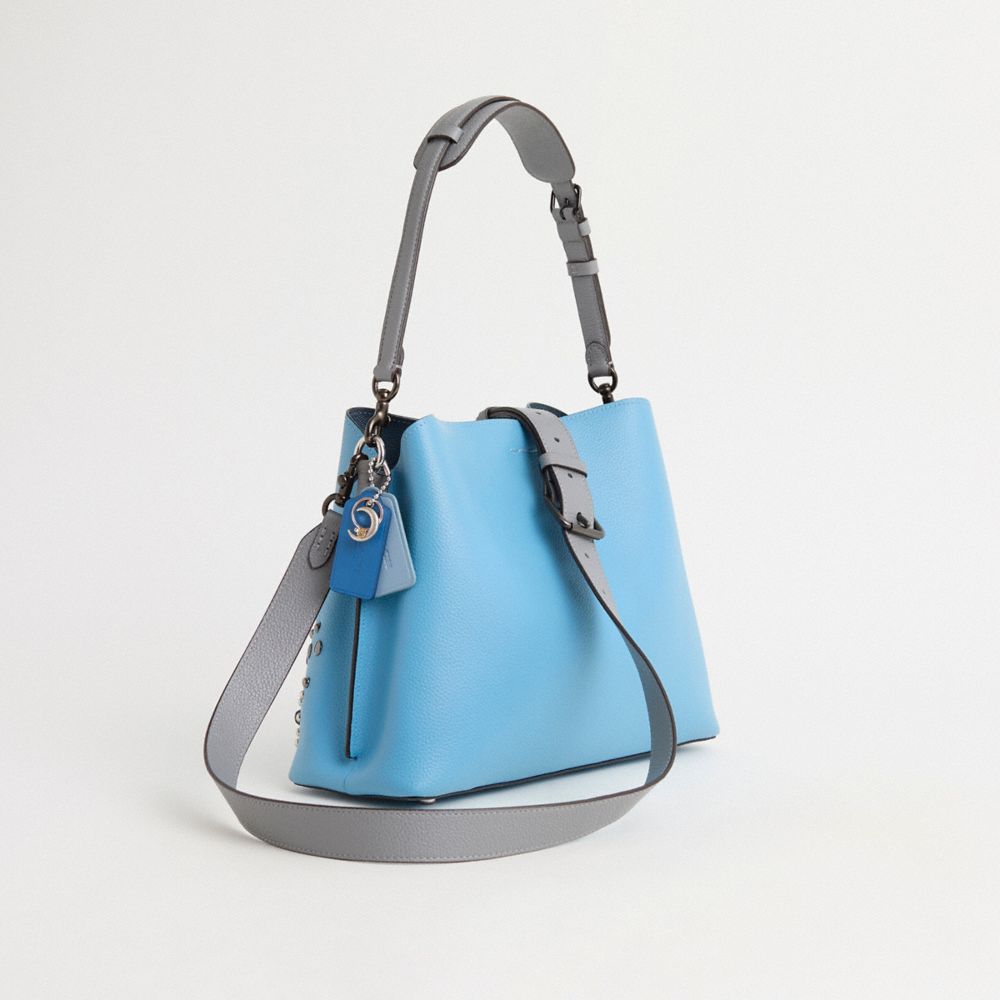 COACH®,Upcrafted Willow Shoulder Bag In Colorblock,,Angle View
