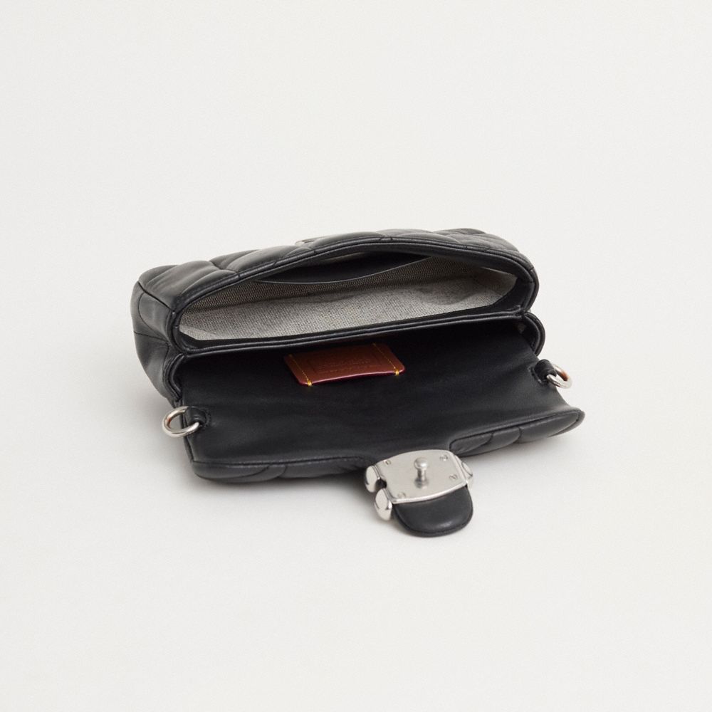 Coach Upcrafted Tabby Crossbody Wristlet With Pillow Quilting In Silver/black