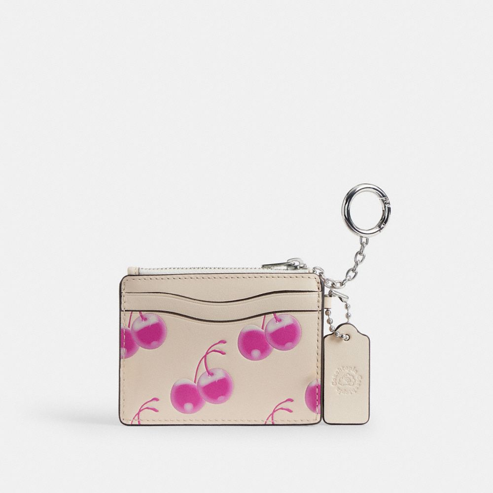 COACH®,Coachtopia | The Summer I Turned Pretty™ Wavy Zip Card Case In Regenerative Leather With Cherry Print,,Back View