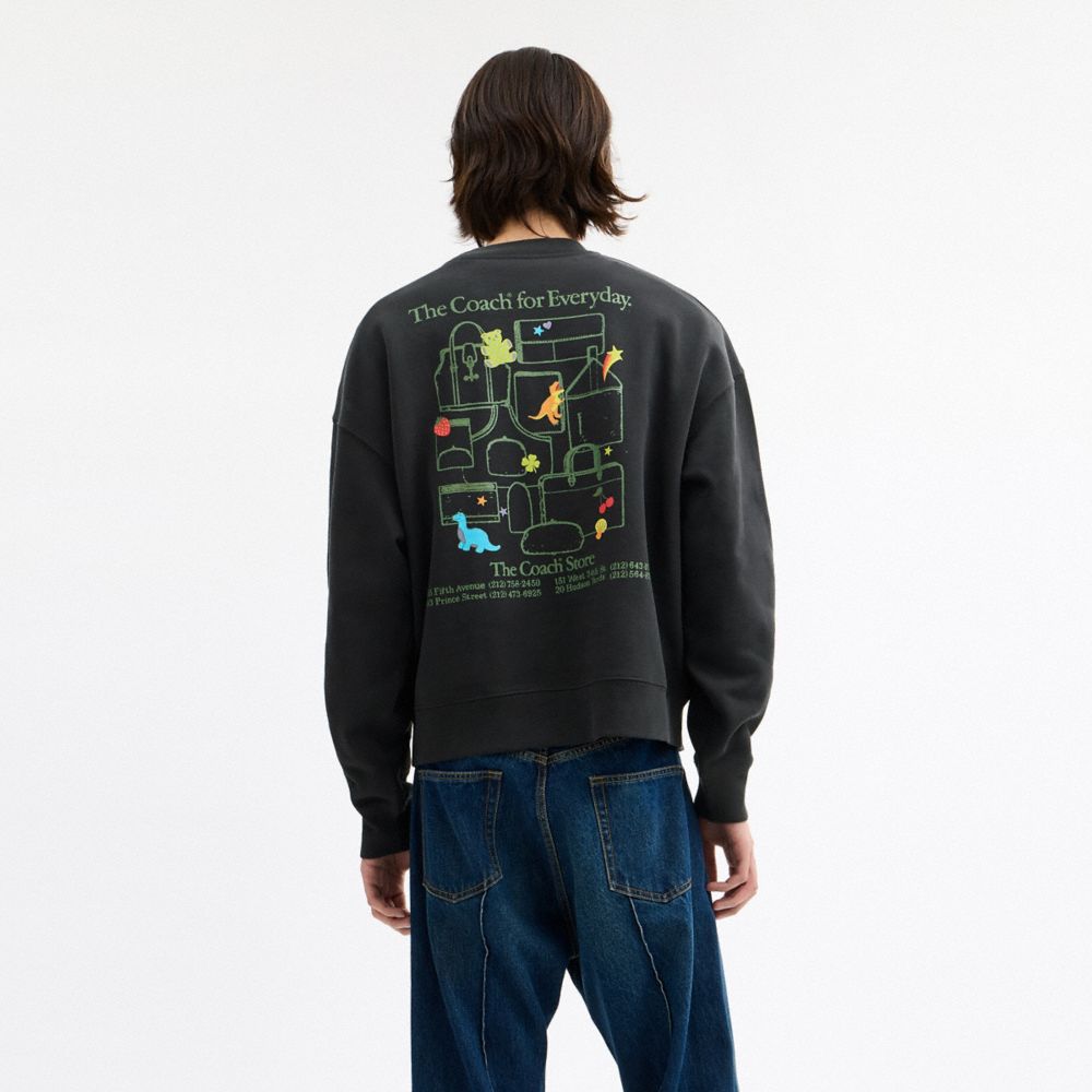 COACH®,Collage Sticker Crewneck Sweatshirt,Black,Scale View
