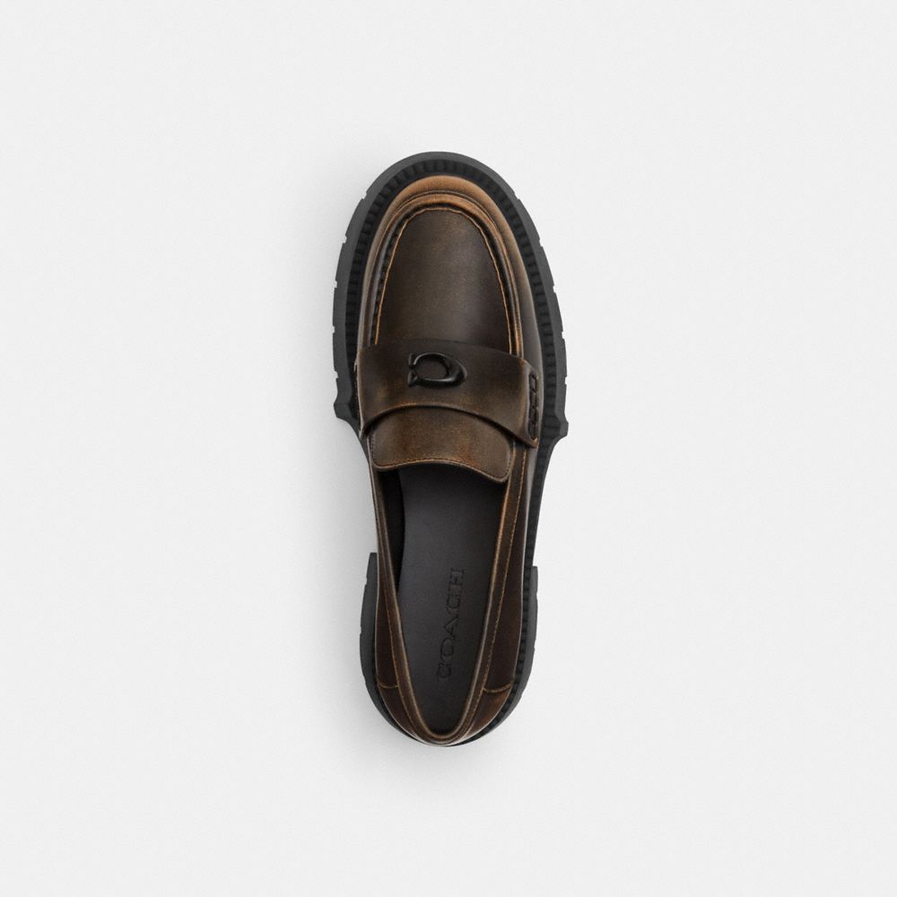 Coach Leah Platform Loafer In Loved Leather In Black