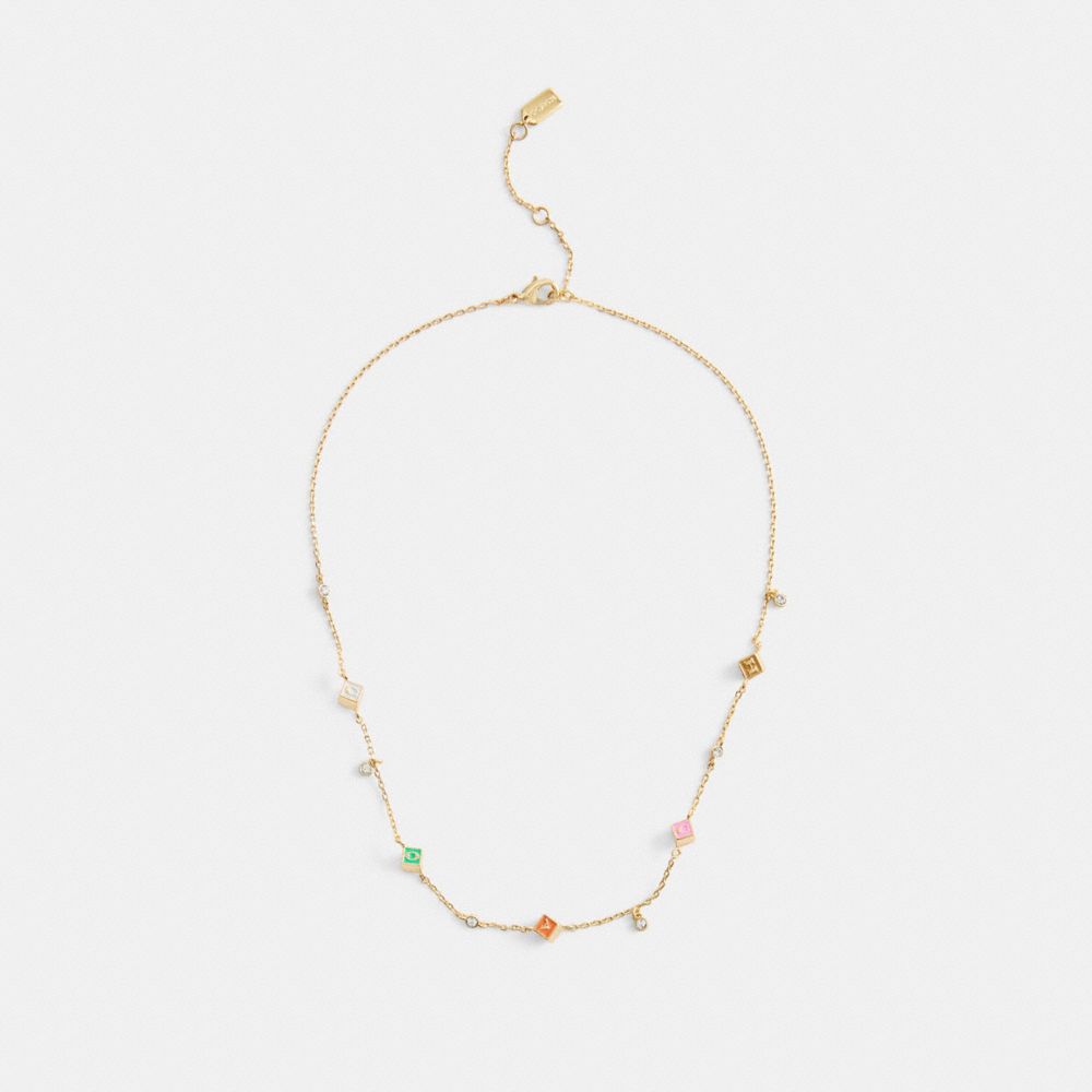 Coach Mini Block Letters Bead Necklace