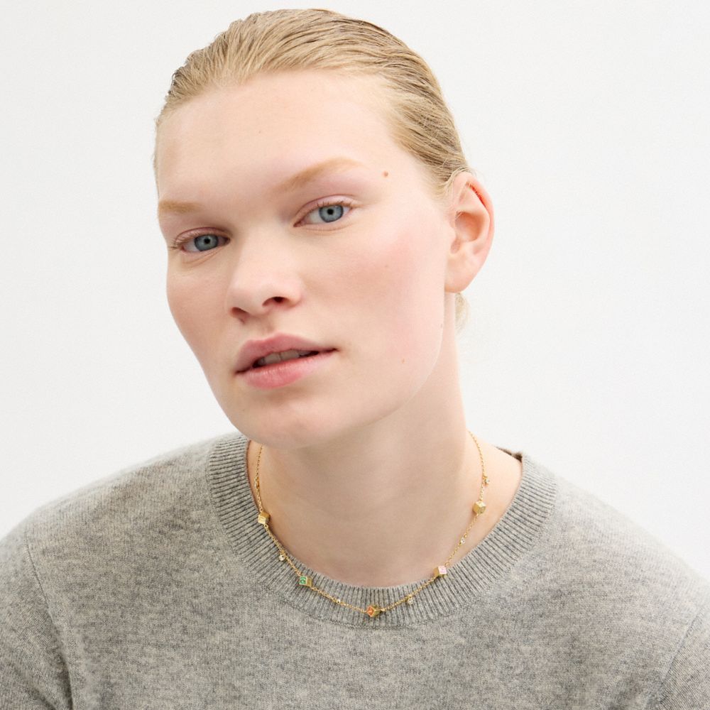 Coach Mini Block Letters Bead Necklace