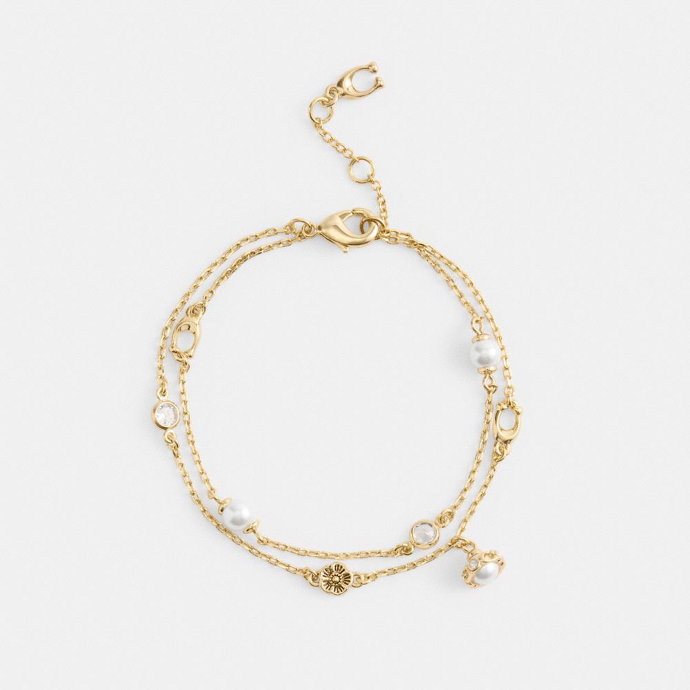 Coach Doppel Armband Mit Perlenanhänger