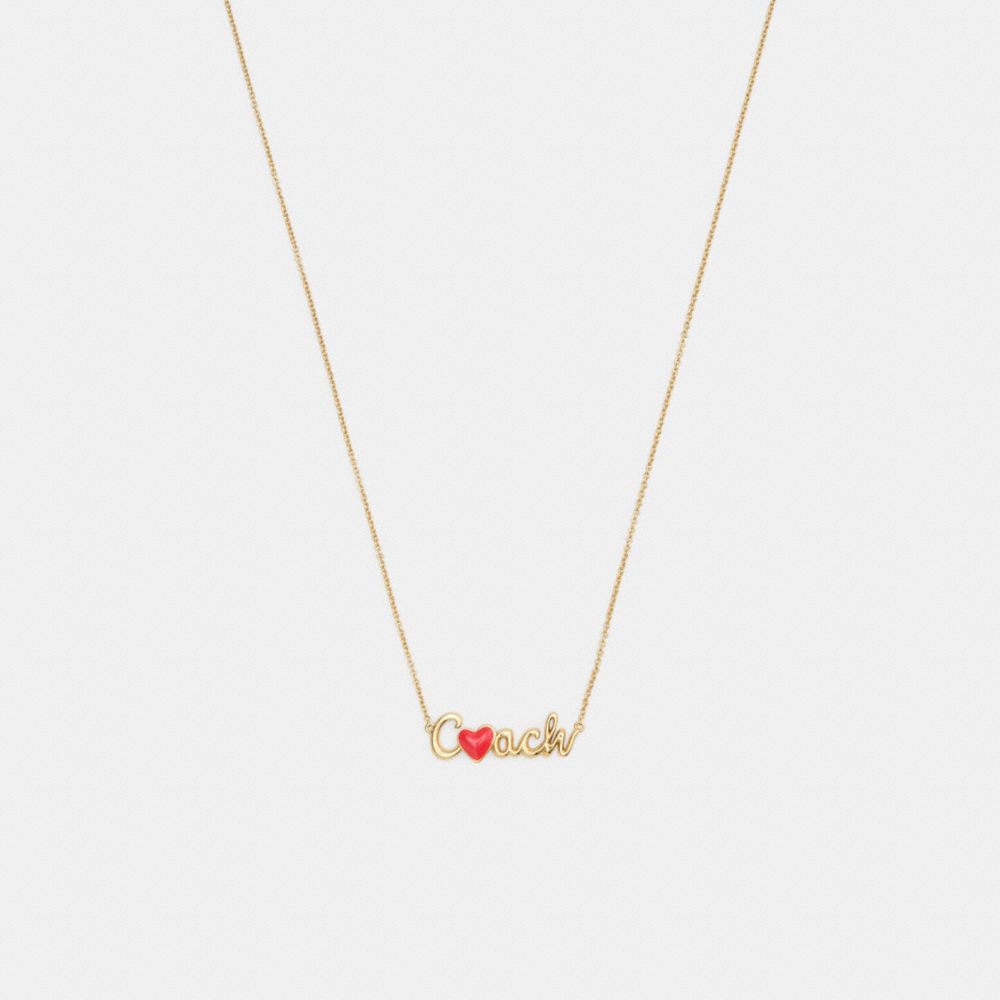 Coach Heart Script Pendant Necklace