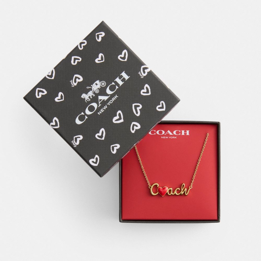 Coach Heart Script Pendant Necklace