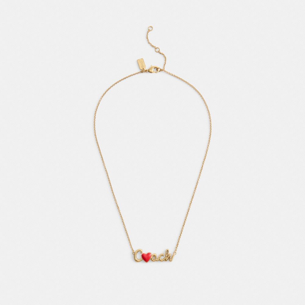 Coach Heart Script Pendant Necklace