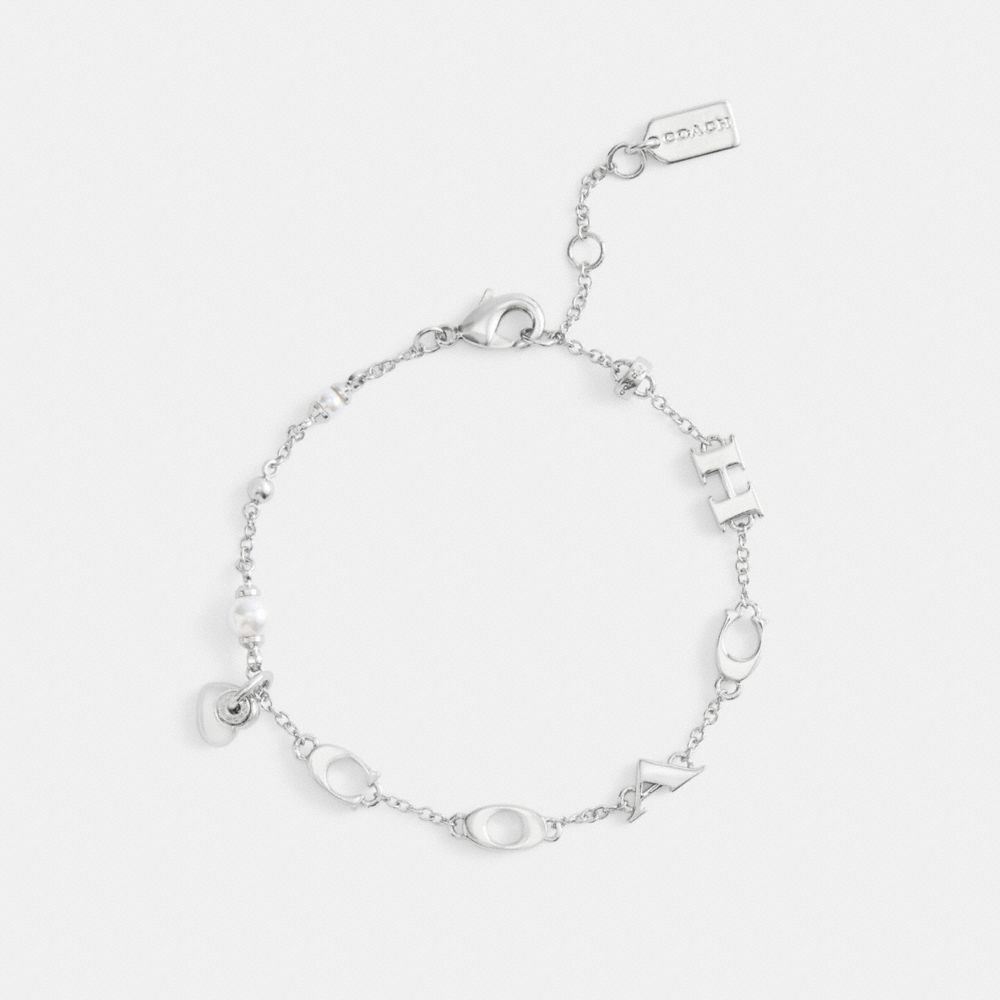 COACH®,Open Circle Heart Linear Bracelet,,Inside View,Top View