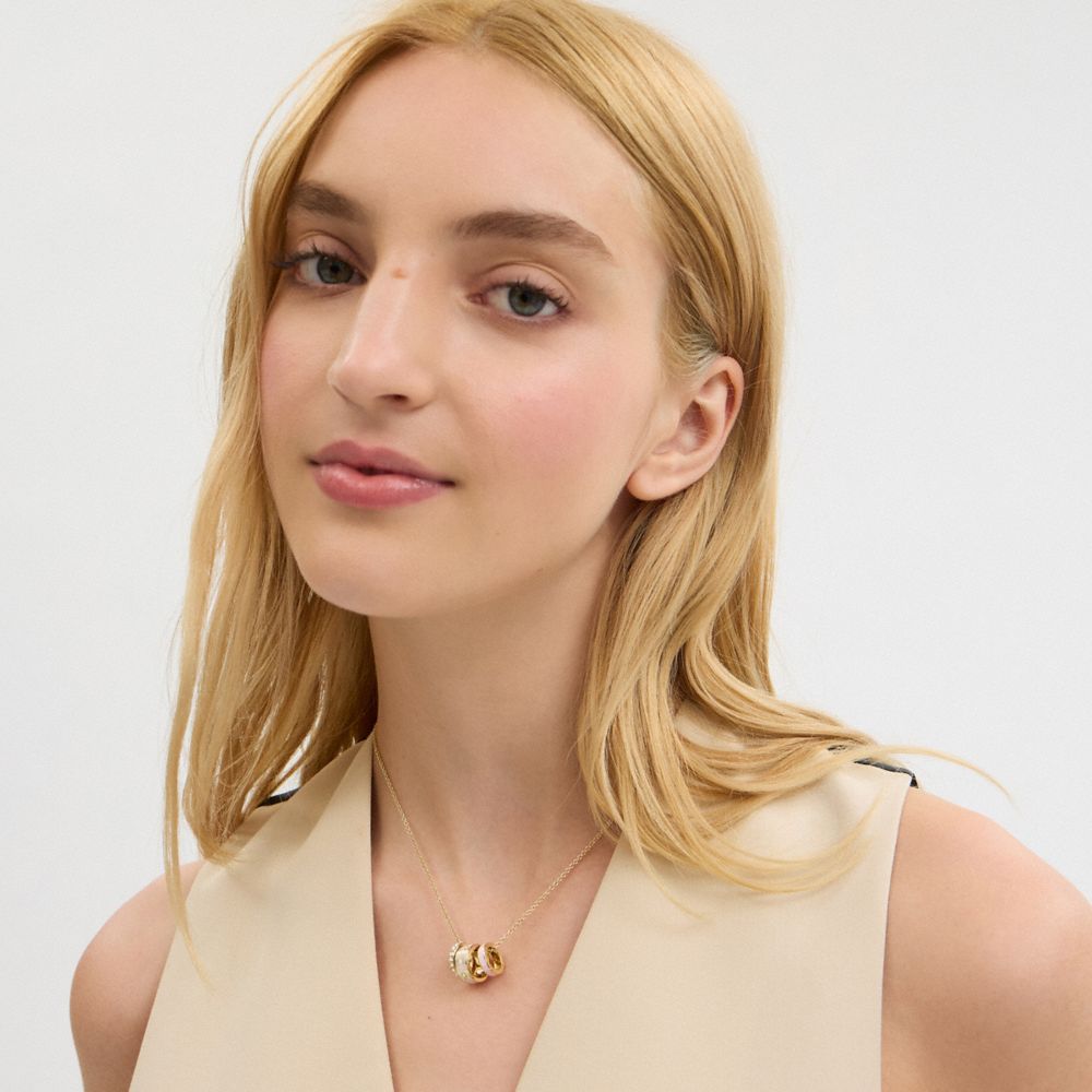 COACH®,Signature Rondell Necklace,Clear,Detail View