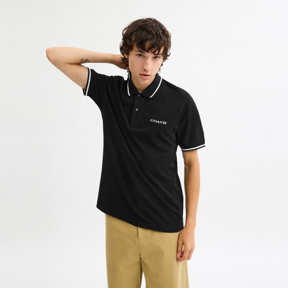 COACH®,Signature Trim Polo In Organic Cotton,,Scale View