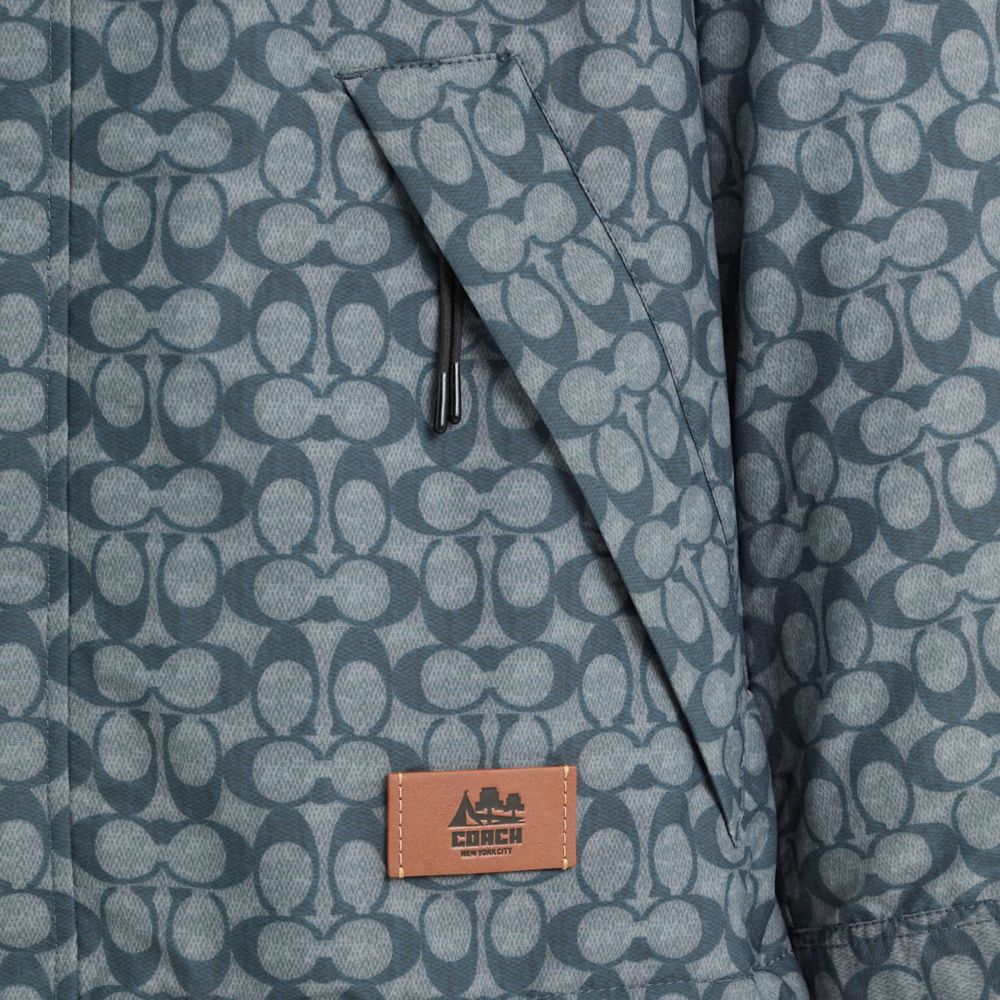 COACH®,Restored Packable Windbreaker,Nylon,Polyester,Windbreaker,Drawstring,Packable,Eco-Friendly,Ripstop,Wind Resistant,W...,Gray,Scale View